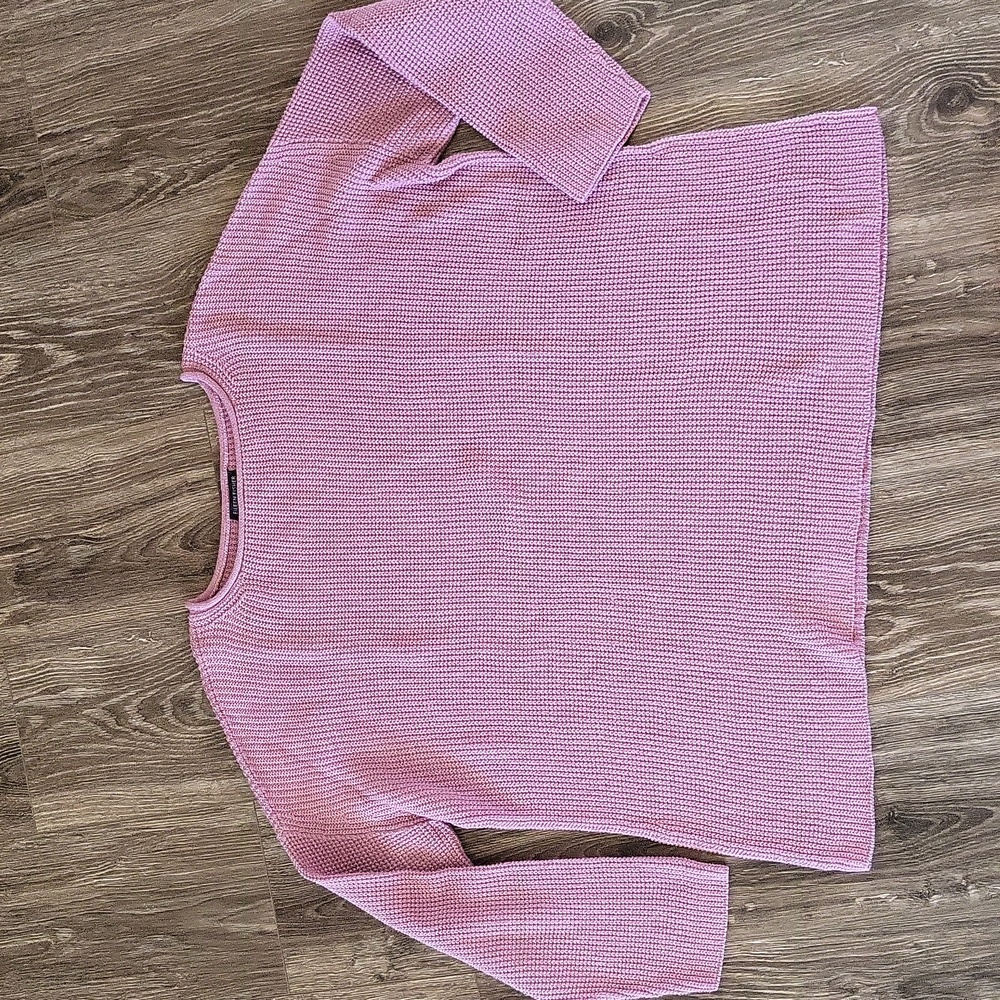 Eileen Fisher 100% organic cotton mauve color waffle weave sweater